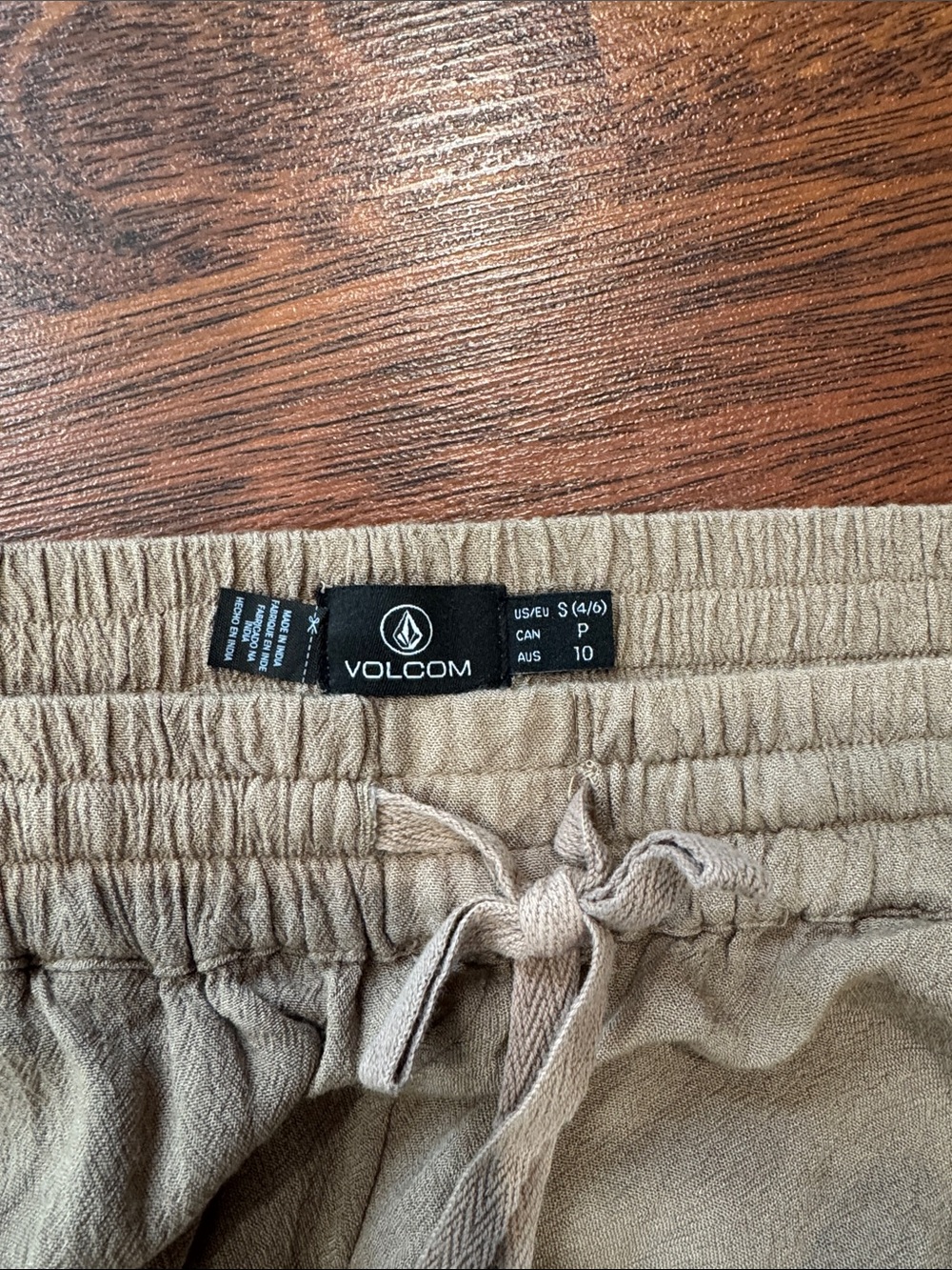 Volcom Beige Drawstring Linen Pants - Picture 2 of 2